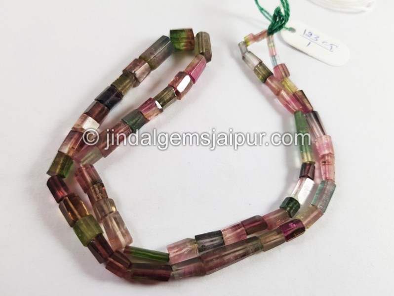 Bi Color Tourmaline Step Cut Pipe Beads