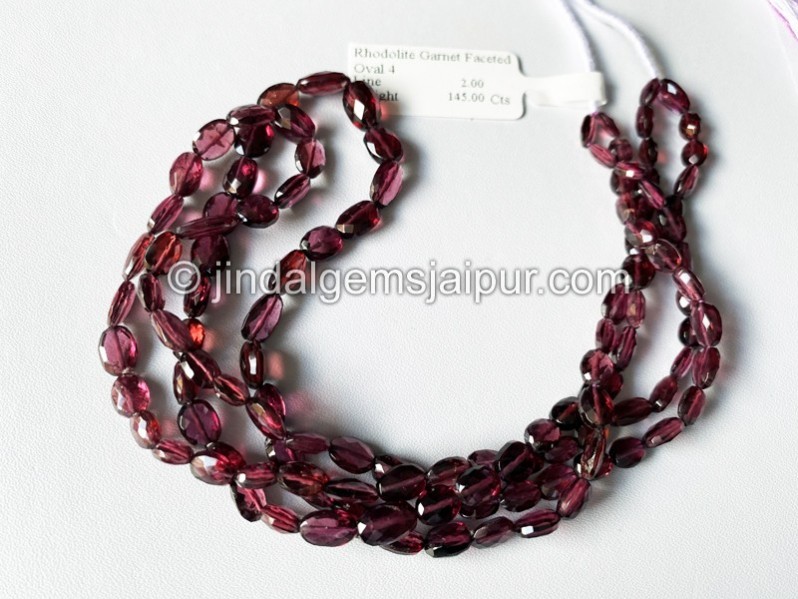 Rhodolite Garnet Faceted Oval Beads