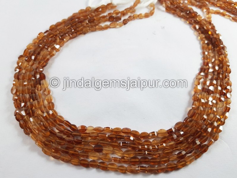 Hessonite Step Cut Oval Beads