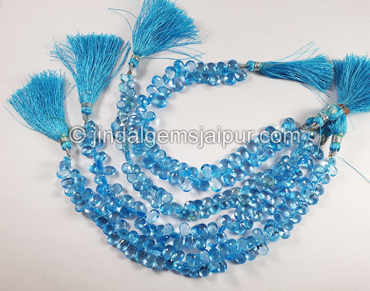 Swiss Blue Topaz Faceted Pear Beads