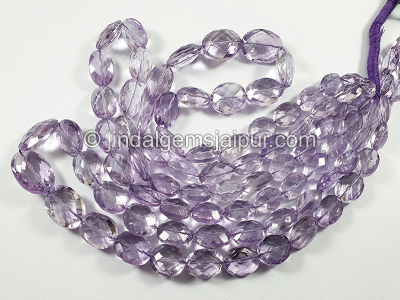 Pink Amethyst Faceted Oval Shape Beads