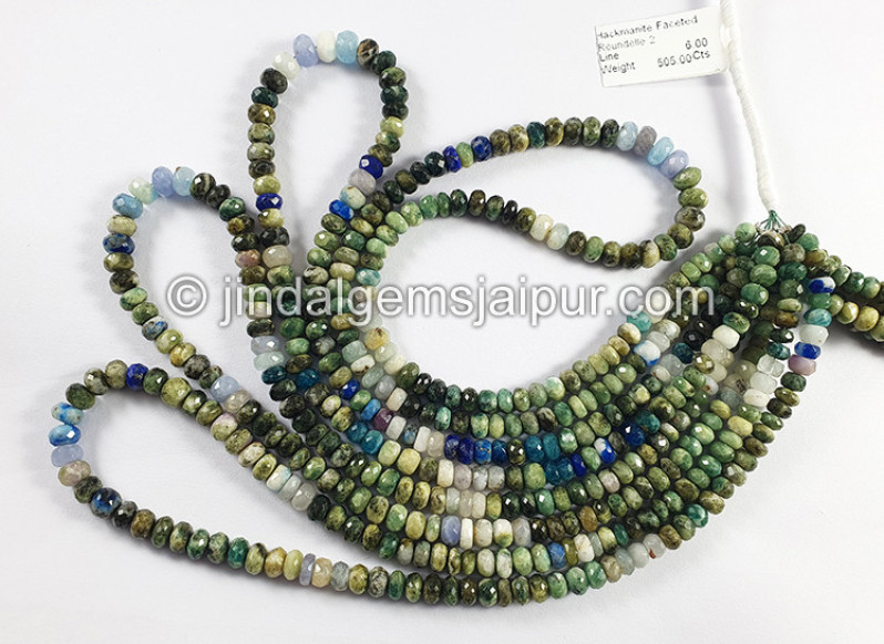Hackmanite Faceted Roundelle Shape Beads