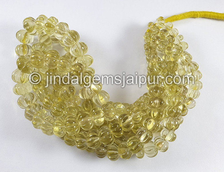 Lemon Quartz Carved Pumpkin Shape Beads