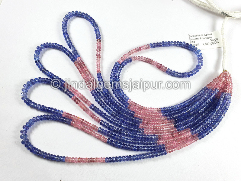 Tanzanite & Spinel Smooth Roundelle Shape Beads