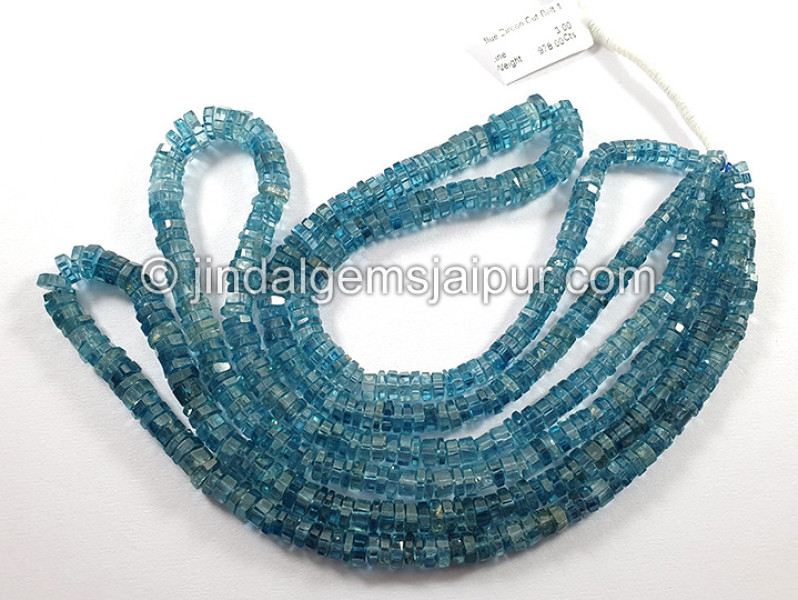 Blue Zircon Faceted Cut Bolt Shape Beads