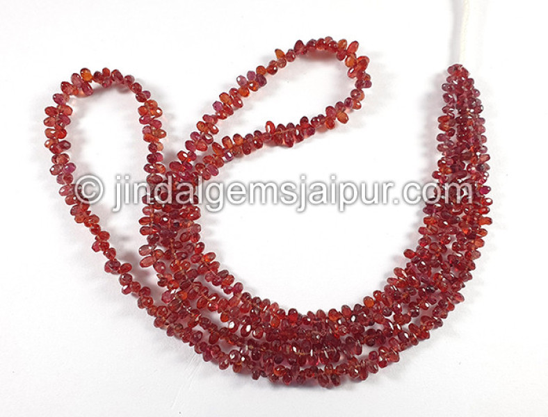 Red Sapphire Faceted Drops Shape Beads