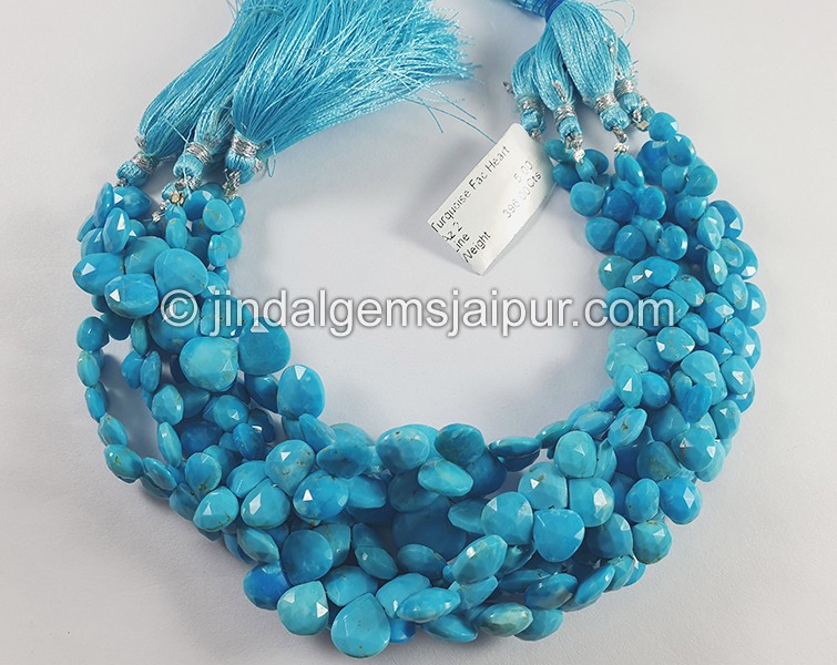 Turquoise Faceted Heart Shape Beads