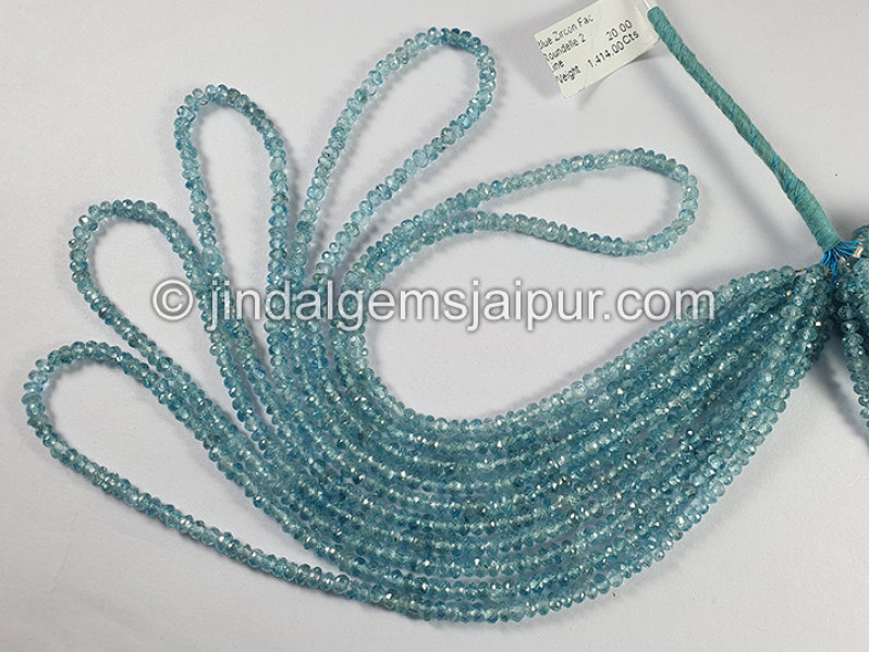 Blue Zircon Faceted Roundelle Shape Beads