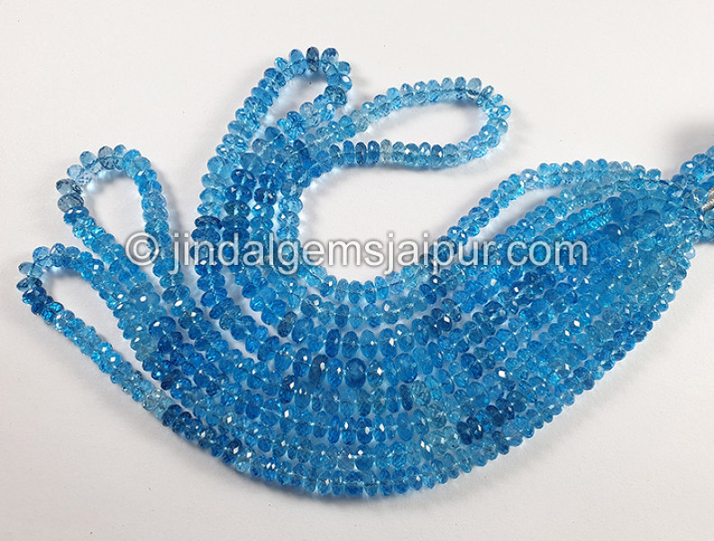 Swiss Blue Topaz Faceted Roundelle Shape Beads