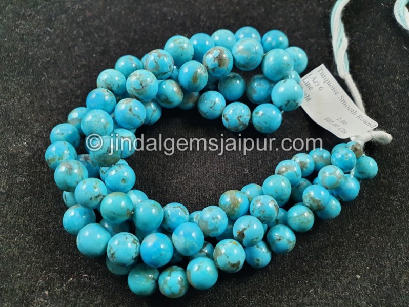 Sleeping Beauty Turquoise Far Smooth Round Beads