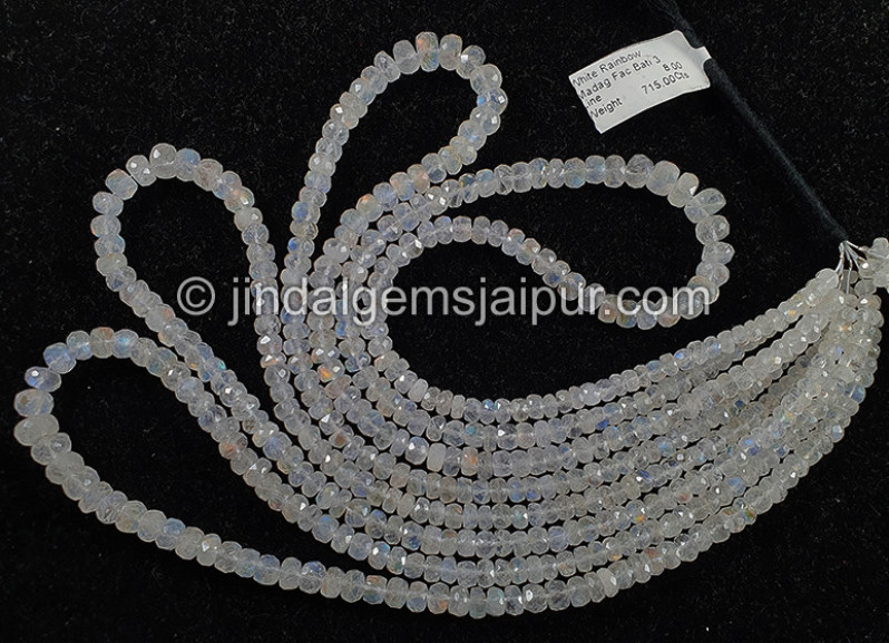 White Rainbow Madagascar Faceted Roundelle Shape Beads