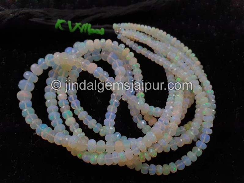 White Ethiopian Opal Far Faceted Roundelle Beads