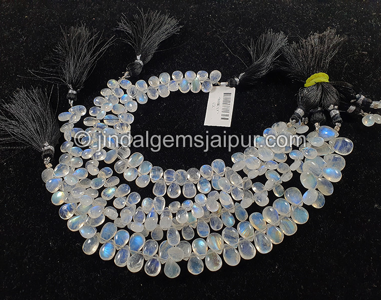 White Rainbow Smooth Pear Shape Beads
