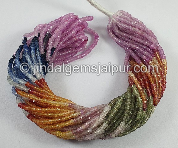 Multi Sapphire Faceted Roundelle Shape Beads