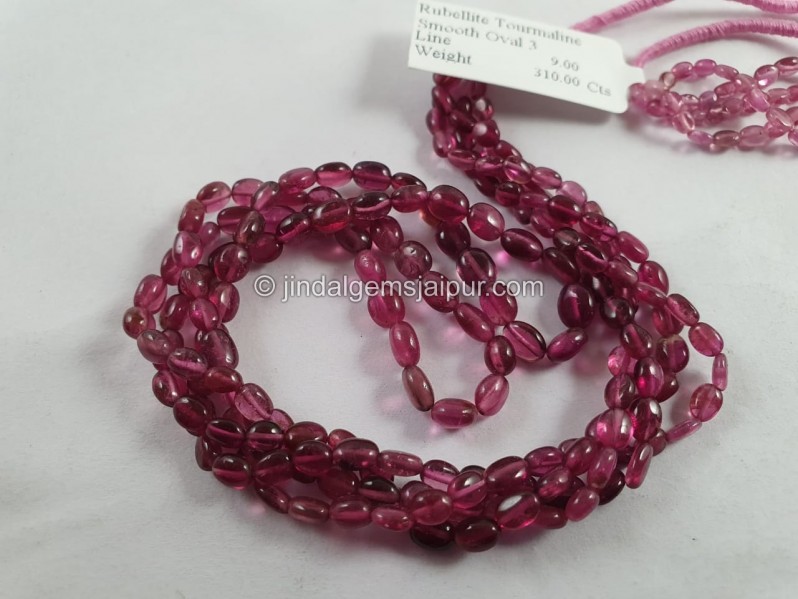 Rubellite Smooth Oval Beads