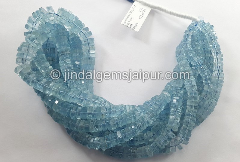 Aquamarine Step Cut Bolt Shape Beads