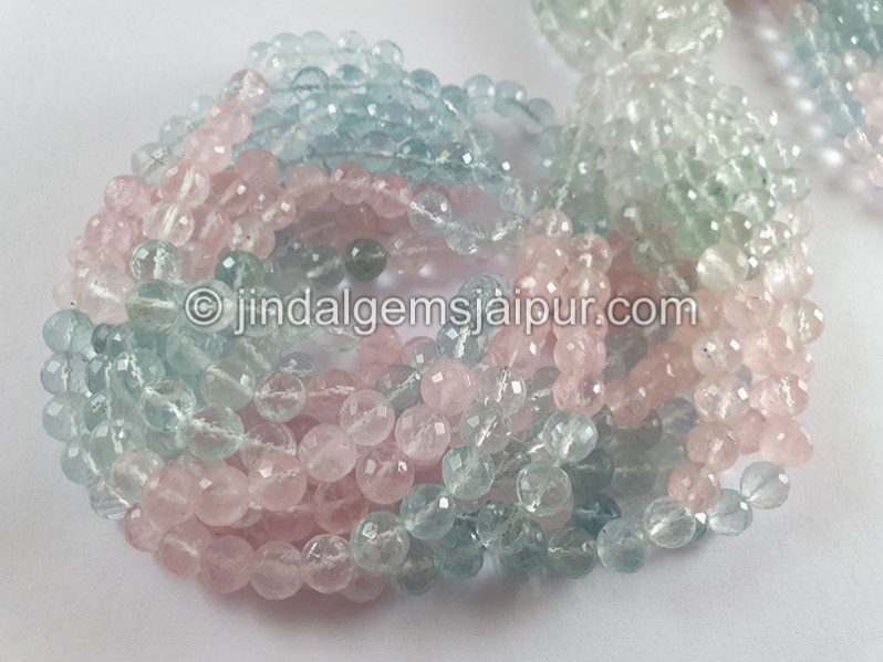 Multi Aquamarine Faceted Round Balls Beads