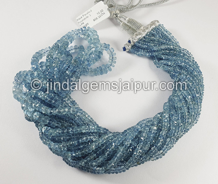 Aquamarine Faceted Roundelle Shape Beads