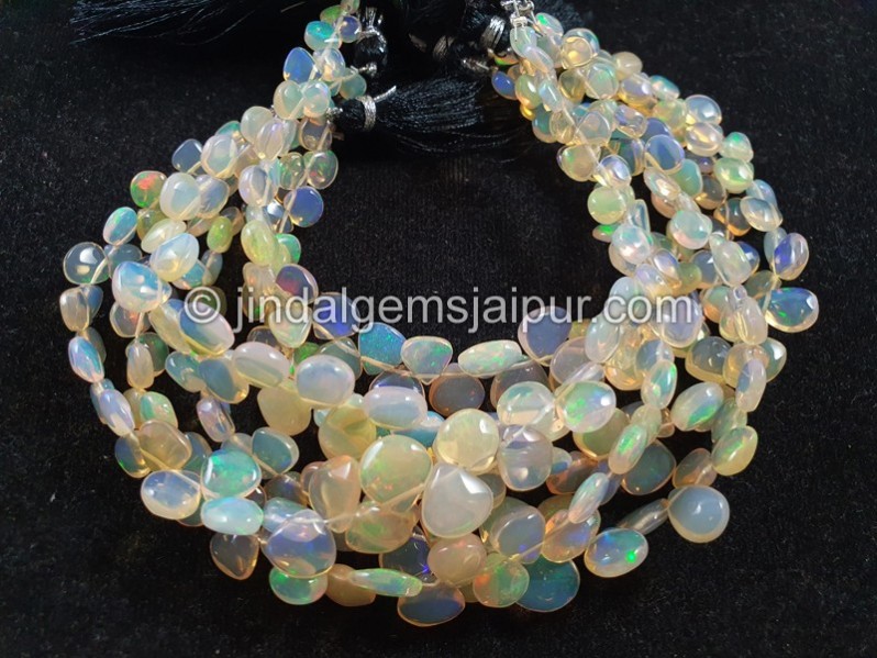 Yellow Ethiopian Opal Smooth Heart Beads