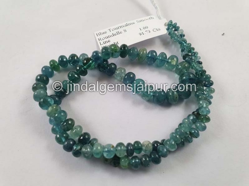 Blue Tourmaline Shaded Smooth Roundelle Beads