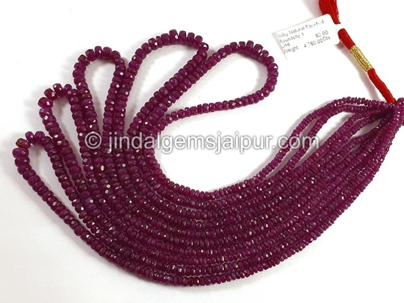 Ruby Natural Faceted Roundelle Shape Beads