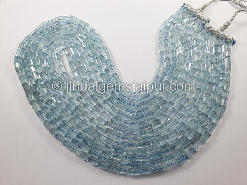 Aquamarine Step Cut Pipe Shape Beads