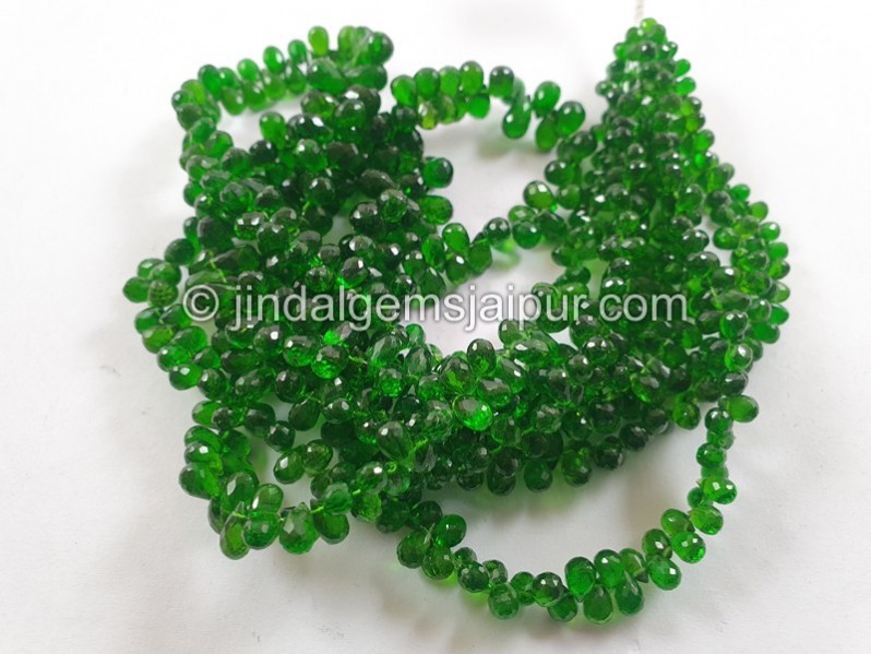 Chrome Diopside Faceted Drops Beads