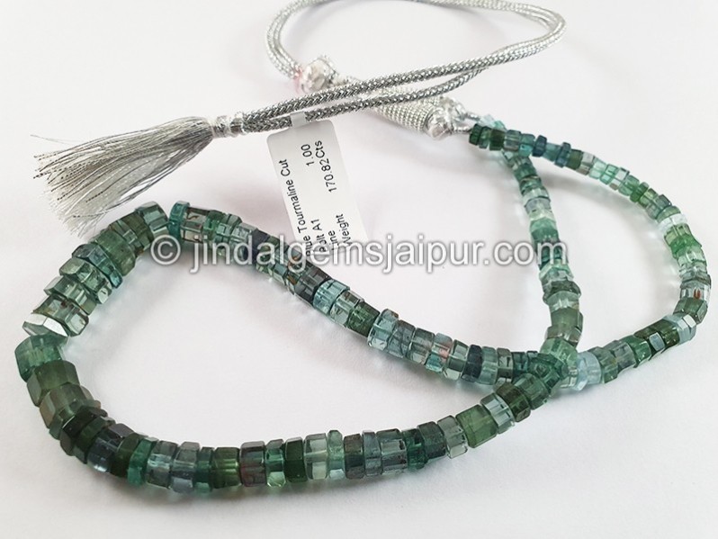 Blue Tourmaline Cut Bolt Shape Beads