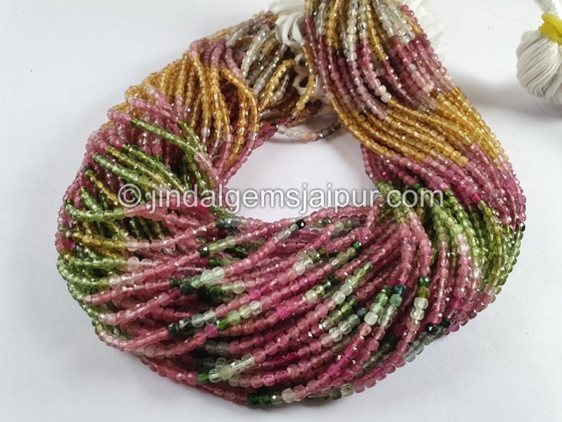 Tourmaline Cut Cube Beads