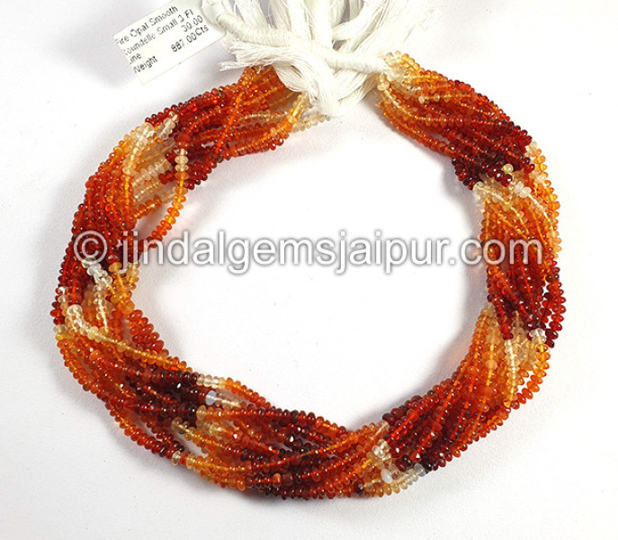 Fire Opal Smooth Roundelle Shape Small Beads