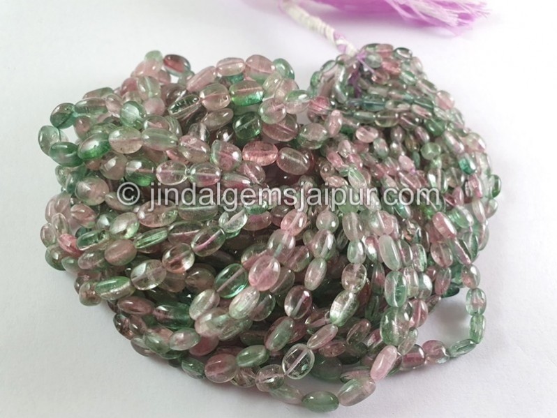 Bi Color Tourmaline Smooth Oval Beads
