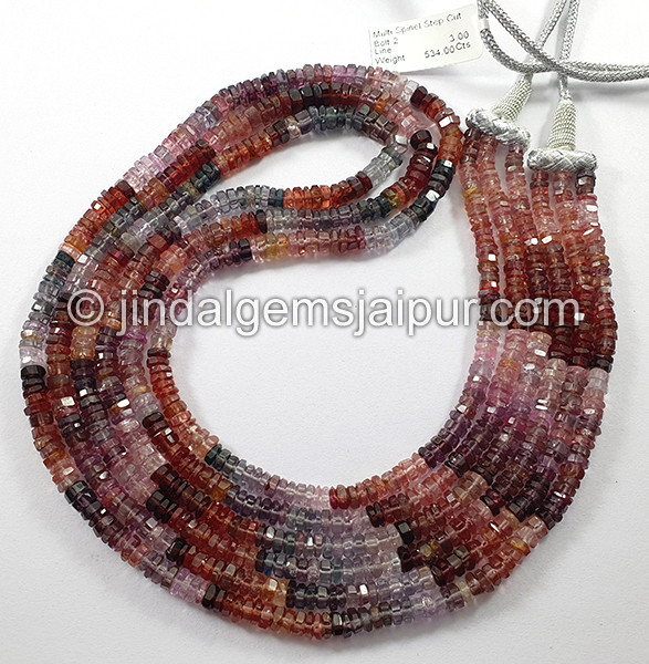 Multi Spinel Step Cut Bolt Shape Beads