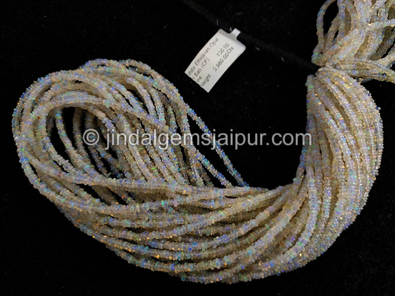 White Ethiopian Opal Smooth Roundelle Shape Beads