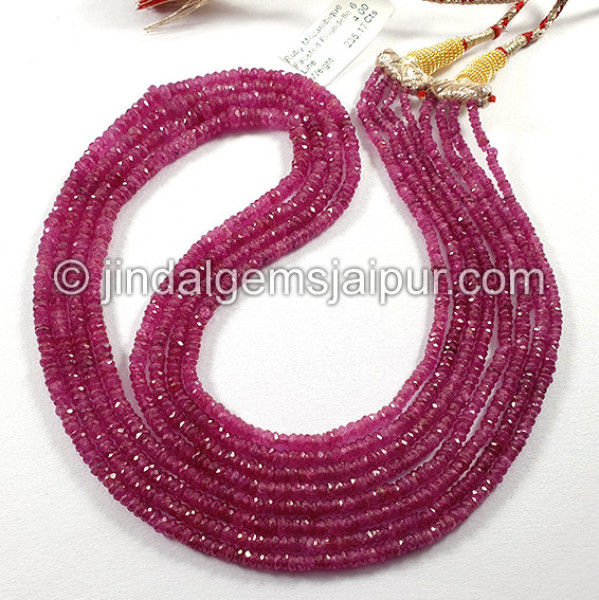Ruby Mozambique Faceted Roundelle Shape Beads