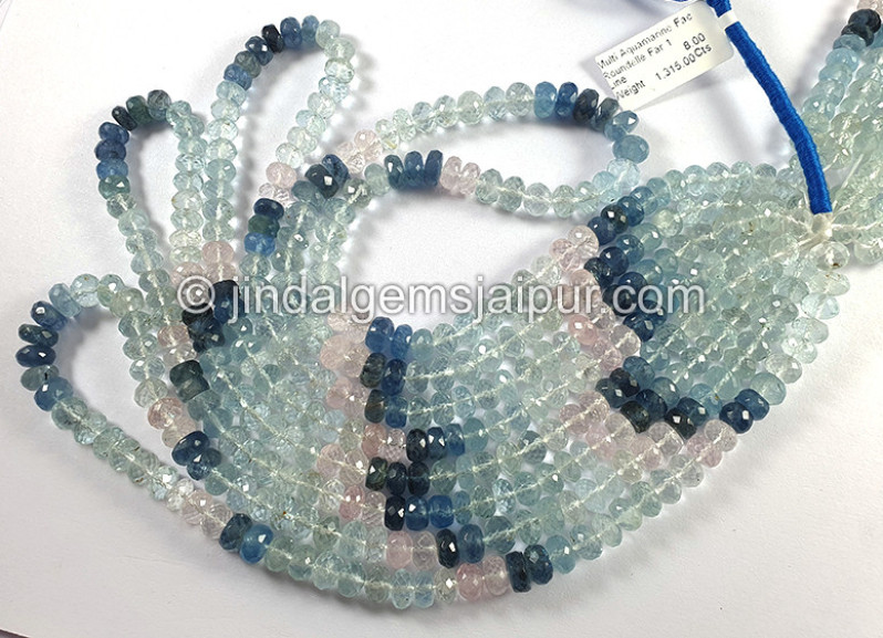 Multi Aquamarine Faceted Roundelle Shape Big Beads