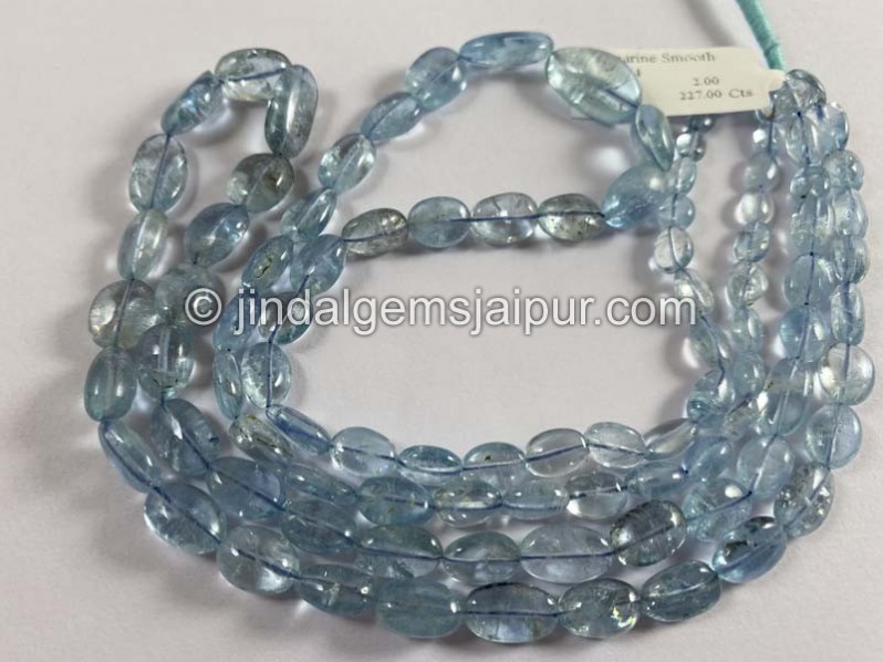 Aquamarine Smooth Oval Nugget Beads