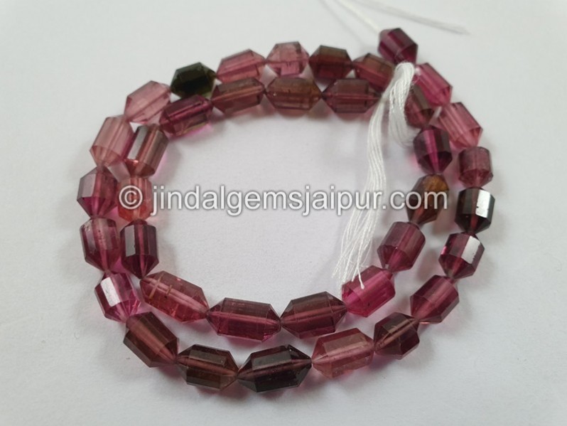 Pink Tourmaline Faceted Capsule Beads
