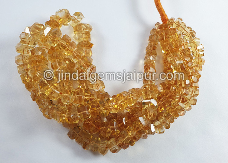 Deep Citrine Faceted Irregular Roundelle Beads