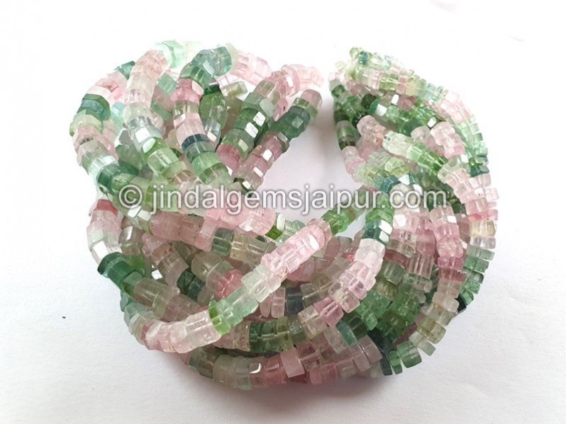 Afghan Tourmaline Step Cut Roundelle Beads