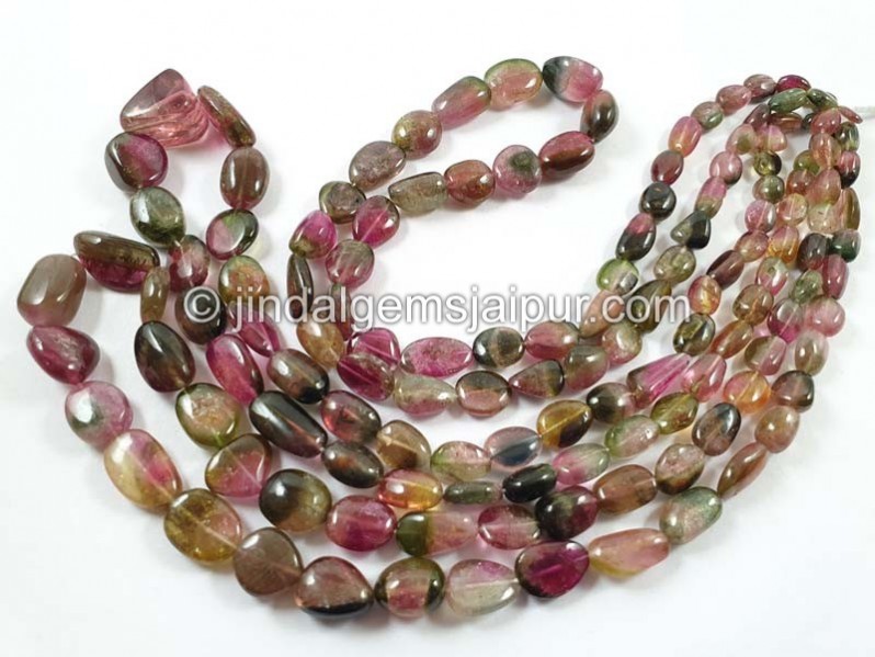 Bi Color Tourmaline Smooth Nugget Beads