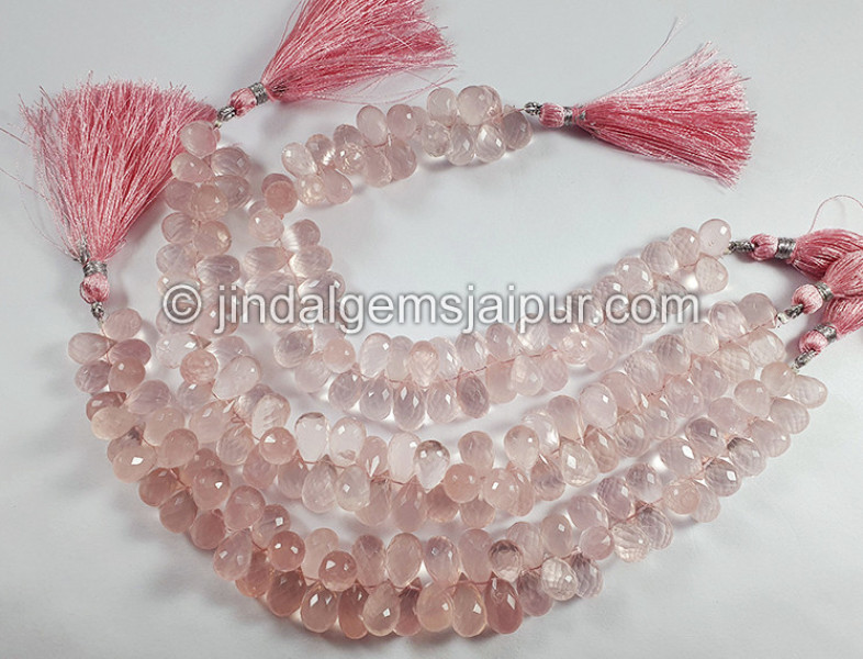 Rose Quartz Faceted Drops Shape Small Beads