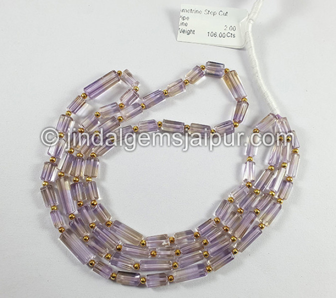 Ametrine Step Cut Pipe Shape Beads