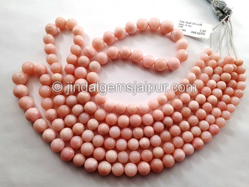 Pink Opal Smooth Balls Shape Beads