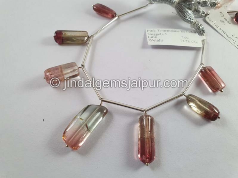 Bi Color Tourmaline Smooth Nugget Beads