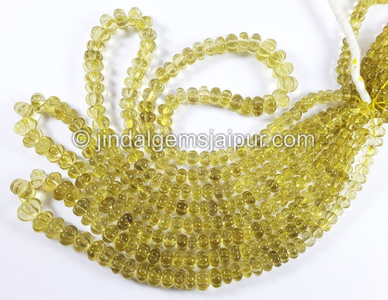 Lemon Quartz Carved Pumpkin Shape Beads