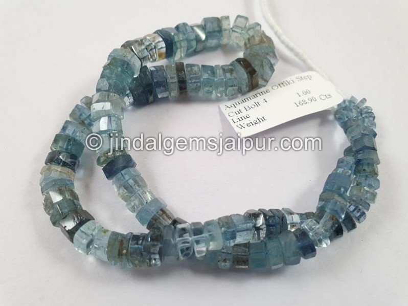 Santa Maria Aquamarine Shaded Step Cut Roundelle Beads