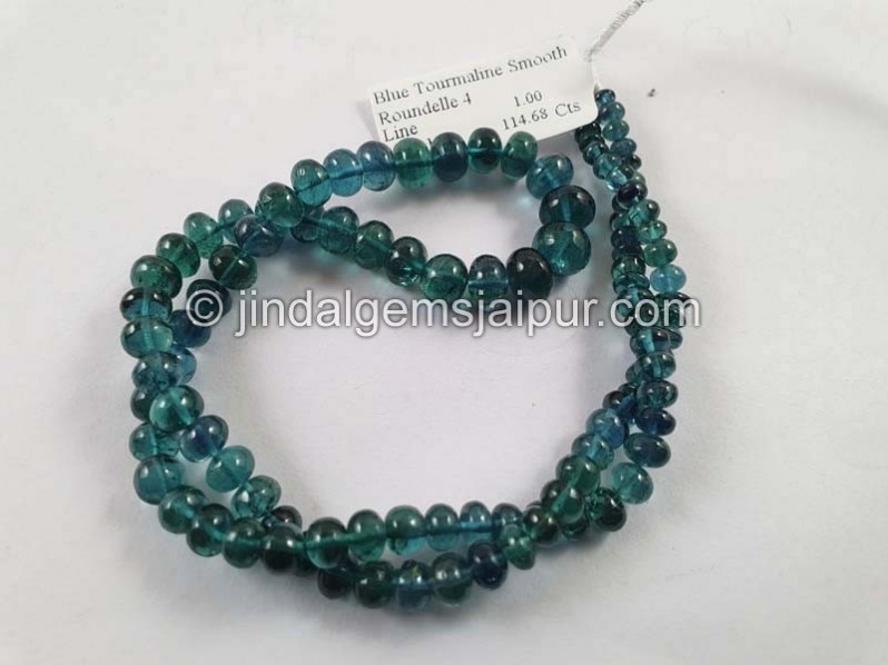 Blue Tourmaline Smooth Roundelle Beads