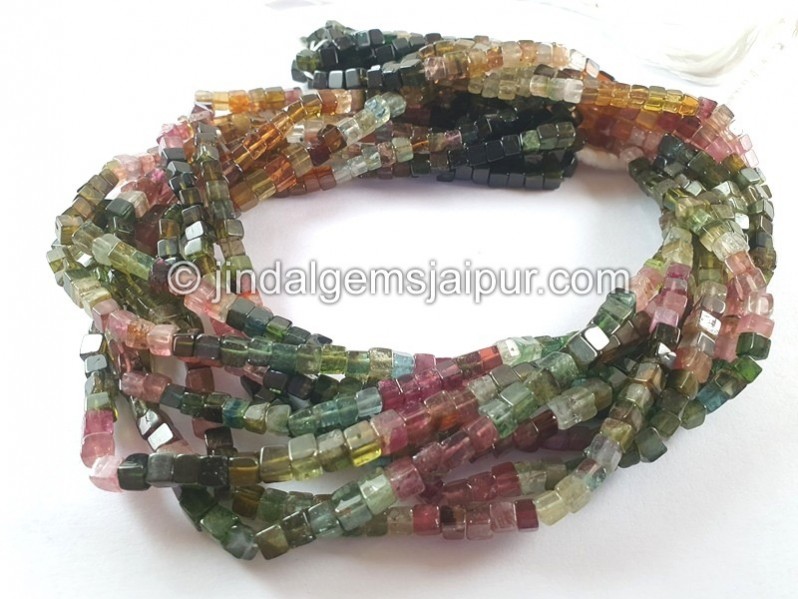 Tourmaline Smooth Cube Beads -- TURA488