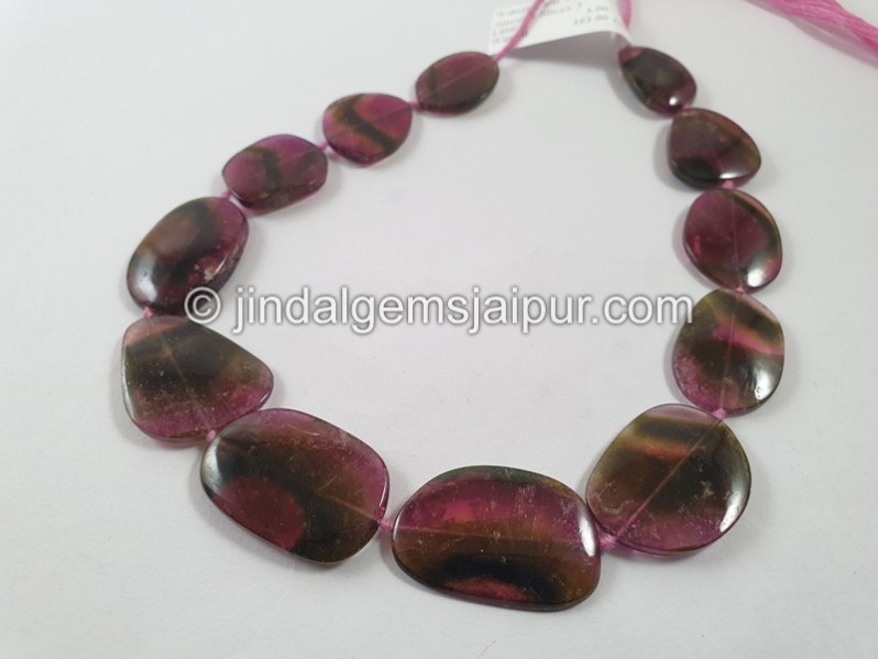 Watermelon Tourmaline Smooth Slices Beads
