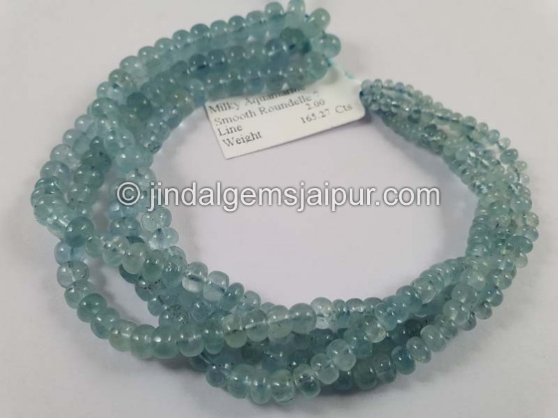 Milky Aquamarine Smooth Roundelle Beads